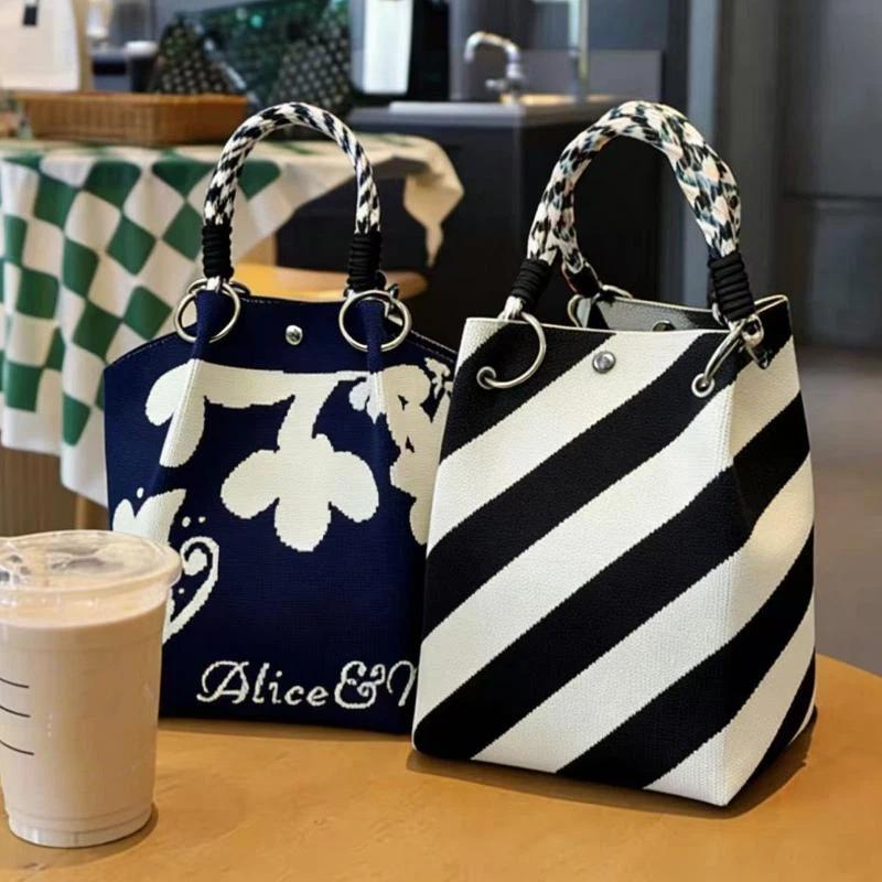 Women'S Tote Bags For Work - Вязаная женская сумка-тоут с модным принтом