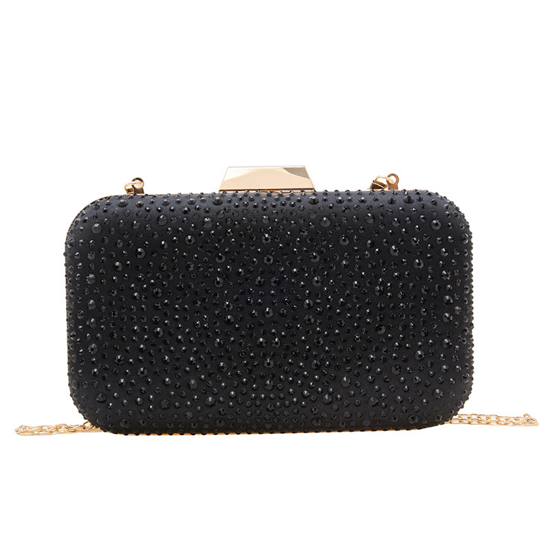 Women Bags Golden - Черная клатч-сумка с полным покрытием стразами,