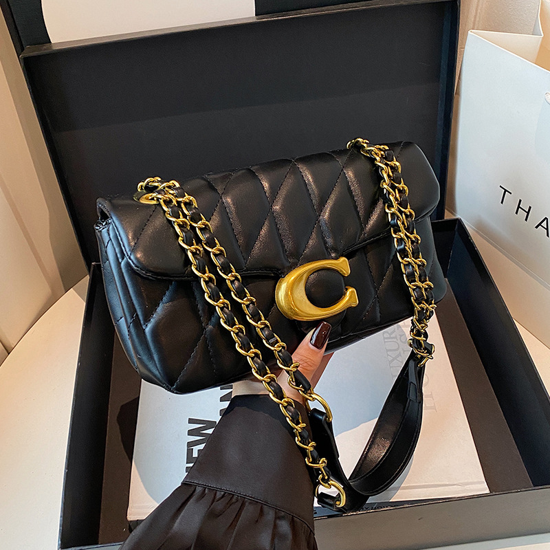 Women Bags Logo - Женская стеганая кожаная сумка через плечо