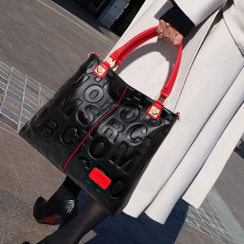 Women'S Tote Bags For Work - Сумка-тоут из натуральной тисненой кожи с