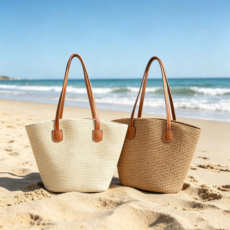 Women Bags Large - CLAREGQI Женская однотонная соломенная сумка-тоут, вместительная
