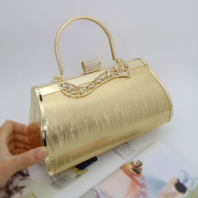 Women Bags Golden - Золотисто-желтая сумка-чхонсам, инкрустированная бриллиантами, для ежегодных