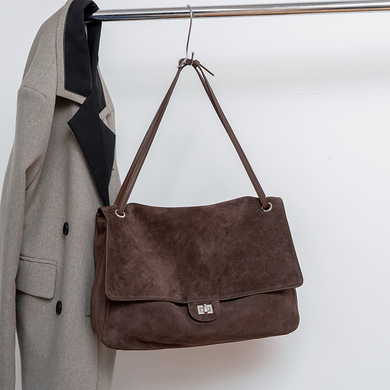 Women'S Tote Bags For Work - Натуральная замшевая сумка через плечо для
